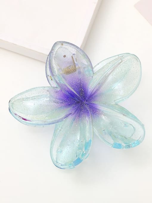 Transparent Purple Acrylic Hair Barrette flower within 8 colors