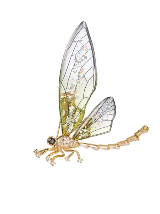 XIXI Brass Acrylic Dragonfly Cute Brooch 4