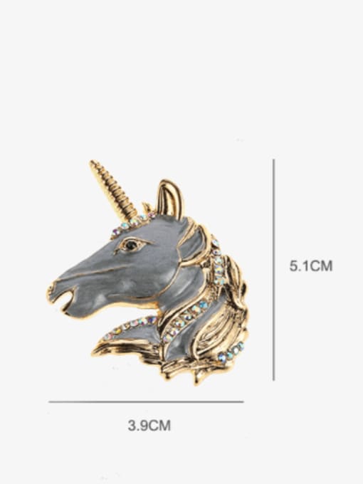 XIXI Alloy Rhinestone Enamel Horse Vintage Unicorn Brooch 3