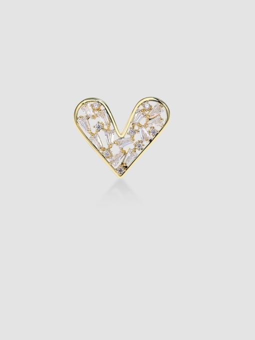 XIXI Brass Cubic Zirconia Heart Minimalist Brooch 3