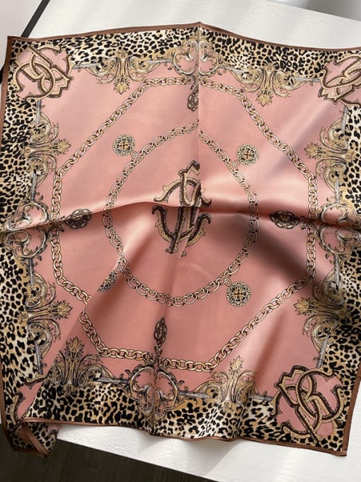 19136 Pink Women Spring 100% silk Geometric 53*53cm Square Scarf