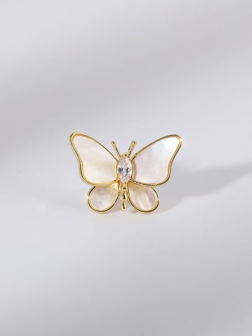 X4285 1 18K gold Brass Shell Butterfly Trend Brooch