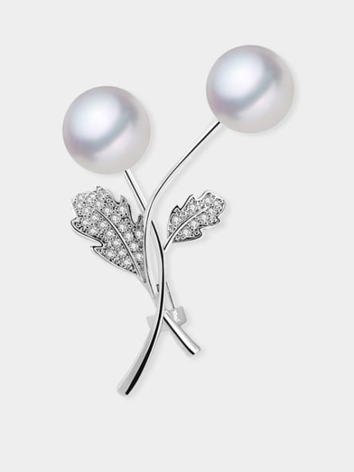 XIXI Brass Imitation Pearl Flower Trend Brooch 3