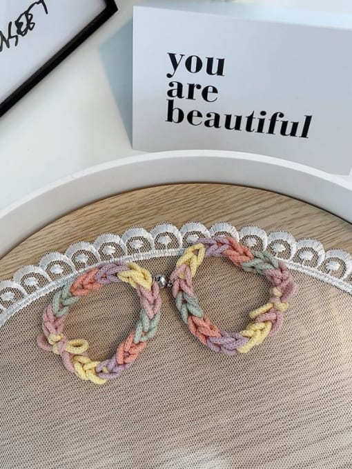 Rainbow D pair Cute Elastic rope Weave magnet couple bracelet /Hair Rope/Multi-Color Optional