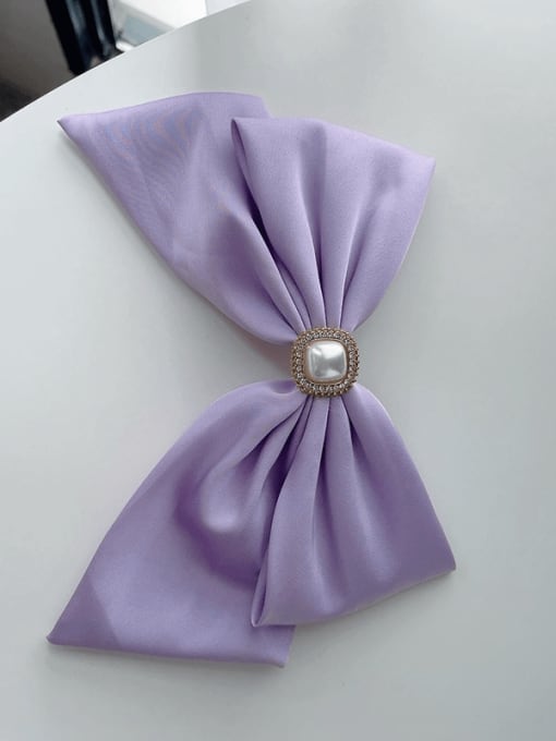 purple Trend satin pearl bow Hair Barrette/Multi-Color Optional