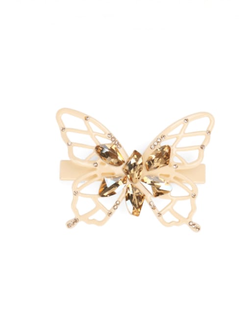 BUENA Cellulose Acetate Minimalist Hollow Butterfly Alloy Cubic Zirconia Hair Barrette