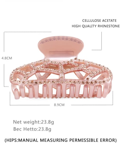 Pink Champagne Alloy Rhinestone Acrylic Minimalist Geometric Jaw Hair Claw