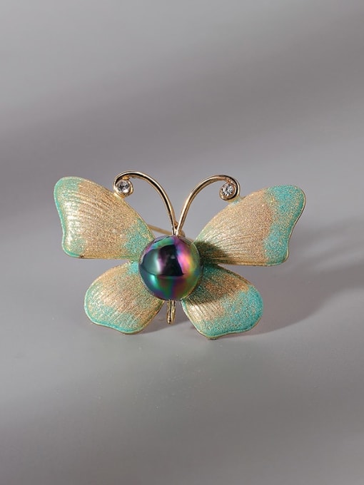 X537 8 120 Alloy Imitation Pearl Enamel Butterfly Trend Brooch