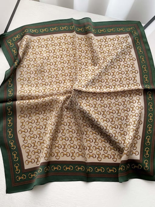 19135 green Women Spring 100% silk Geometric 53*53cm Square Scarf