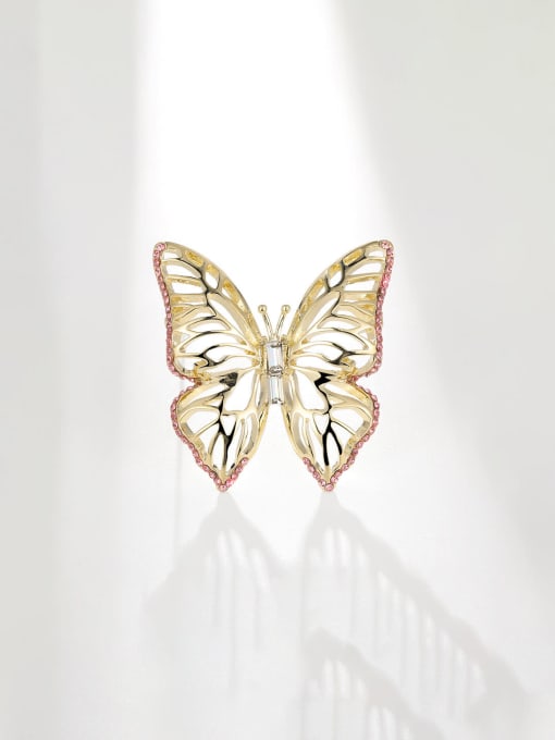XIXI Brass Rhinestone Butterfly Dainty Brooch 0