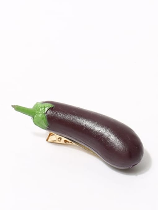 Eggplant hairpin (19x58mm) Plastic Cute Friut Hair Barrette