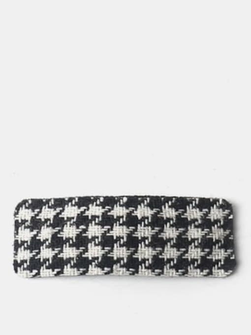 Black and white square plaid hairpin Polyester Classic Geometric Alloy Hair Barrette