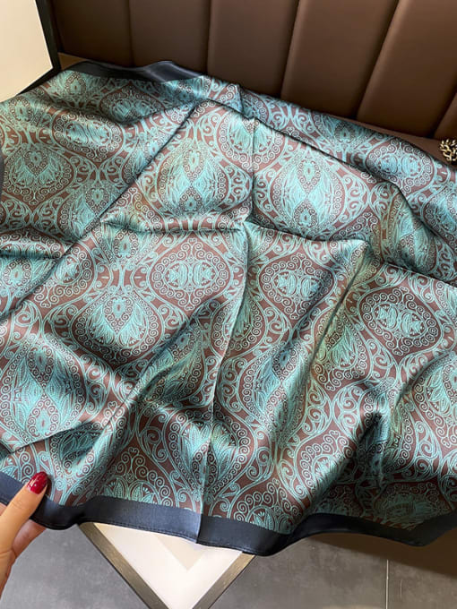 green 100% silk new floral temperament retro 68*68cm square scarf