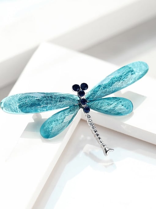 X1017 1 50 blue Alloy Resin Dragonfly Minimalist Brooch