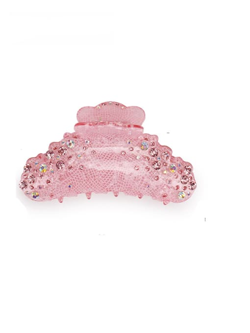 Pink Alloy Rhinestone Acrylic Minimalist Irregular Jaw Hair Claw