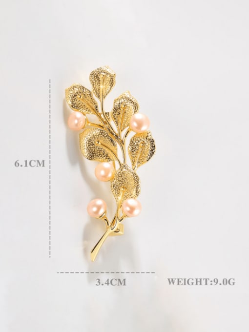 XIXI Brass Imitation Pearl Leaf Minimalist Brooch 3