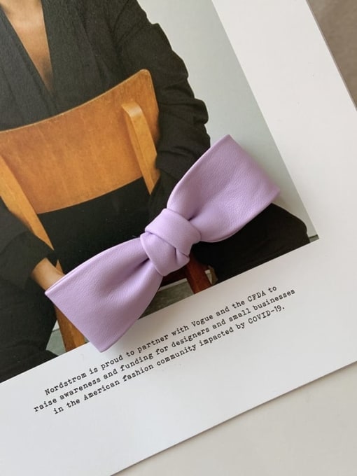 purple Vintage Artificial Leather bow tie Hair Barrette/Multi-Color Optional