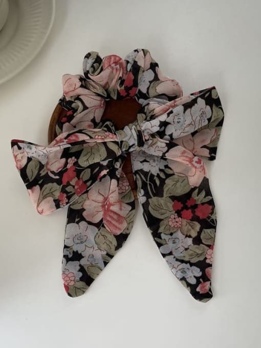 Bow hair circle (black) Fabric Minimalist Floral Bowknot Scrunchies Barrette