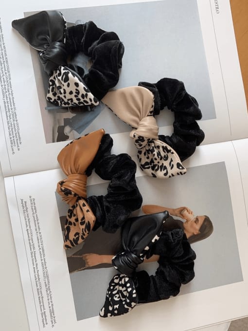 COCOS Fashion leather stitching velvet leopard print Hair Barrette/multi-color optional 2
