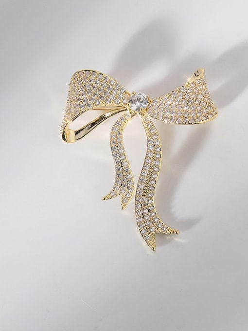 XIXI Brass Cubic Zirconia Bowknot Luxury Brooch 2