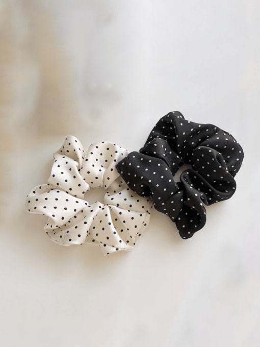 COCOS Satin Minimalist Flower Black And White Dots  Hair Circle 0