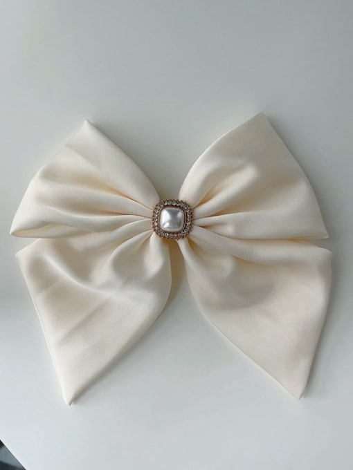 white Trend satin pearl bow Hair Barrette/Multi-Color Optional