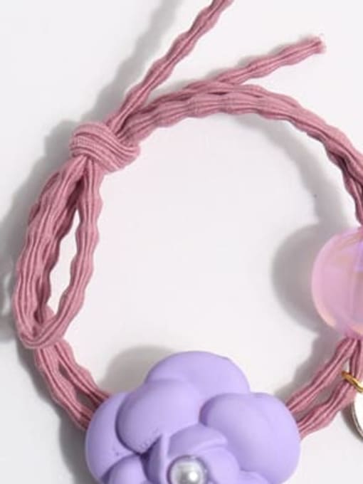 Purple camellia flower 5.5x5.5cm Plastic Cute Flower Imitation Pearl Hair Rope