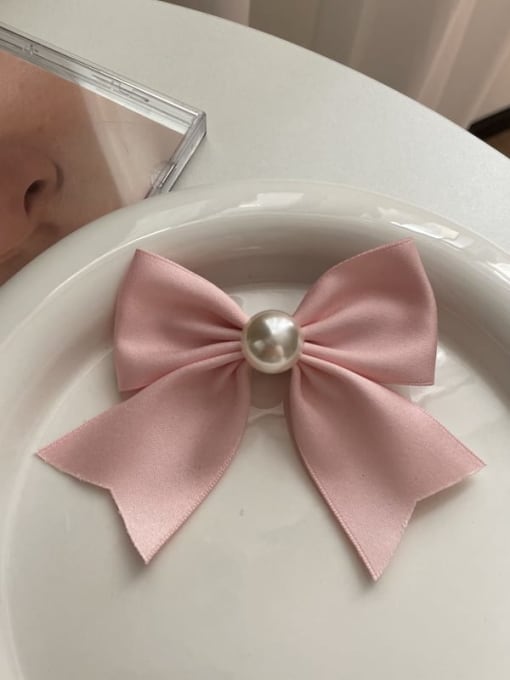 Pearl duck bill with pink Satin Vintage Sweet Pearl Bow Hair Barrette /Multi-Color Optional