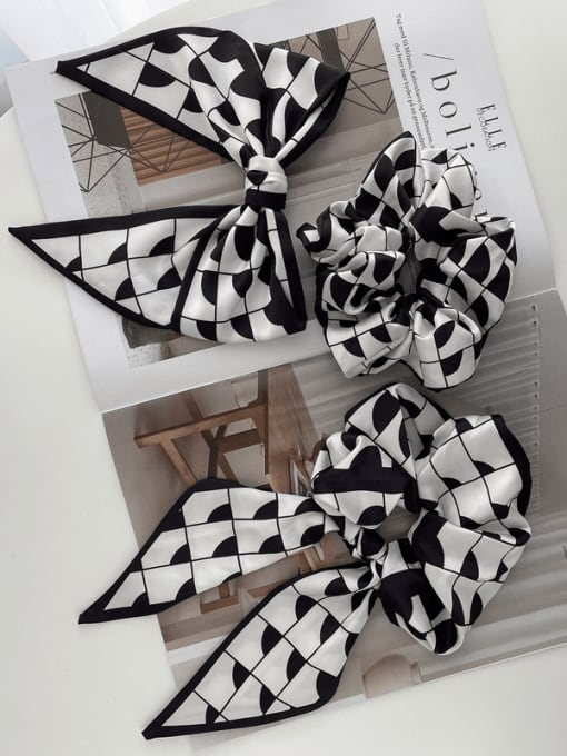 COCOS Vintage satin Black and white geometric pattern streamers Hair Barrette/Multi-Color Optional 2