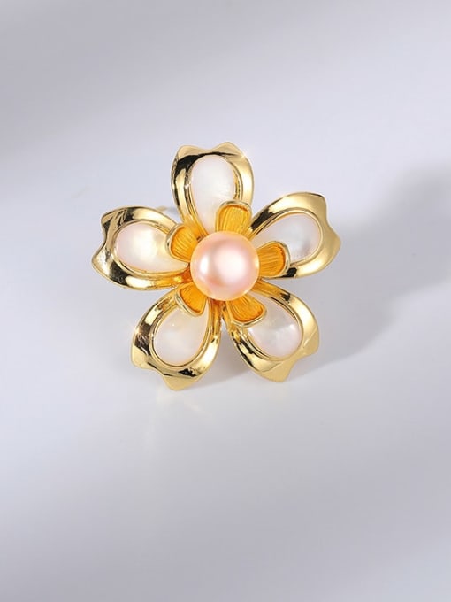 XIXI Brass Imitation Pearl Flower Trend Brooch
