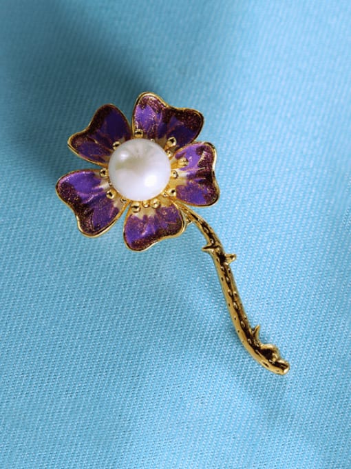 XIXI Alloy Enamel Flower Vintage Brooch 2