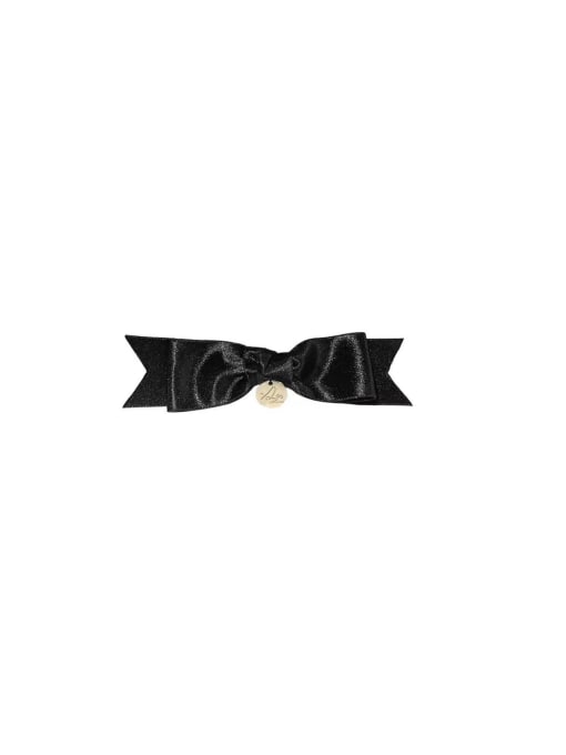 black Satin Dainty Premium Satin Webbing Bow Hair Barrette/Multi-color optional