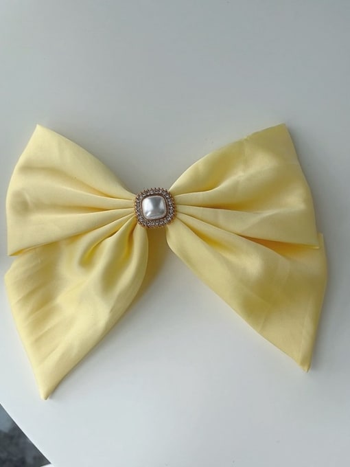 yellow and tender Trend satin pearl bow Hair Barrette/Multi-Color Optional