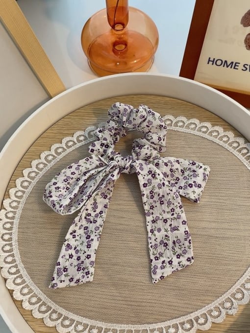 Bow hair circle purple Vintage Fabric Four-color floral bow Hair Barrette/Multi-Color Optional