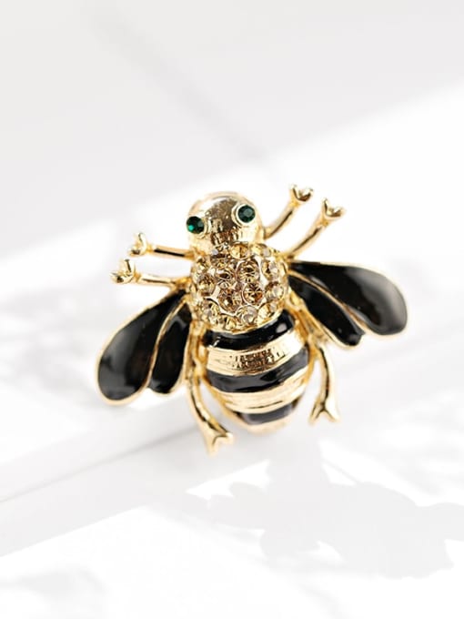 X1215 1 48 gold Alloy Rhinestone Enamel Bee Cute Animal Brooch