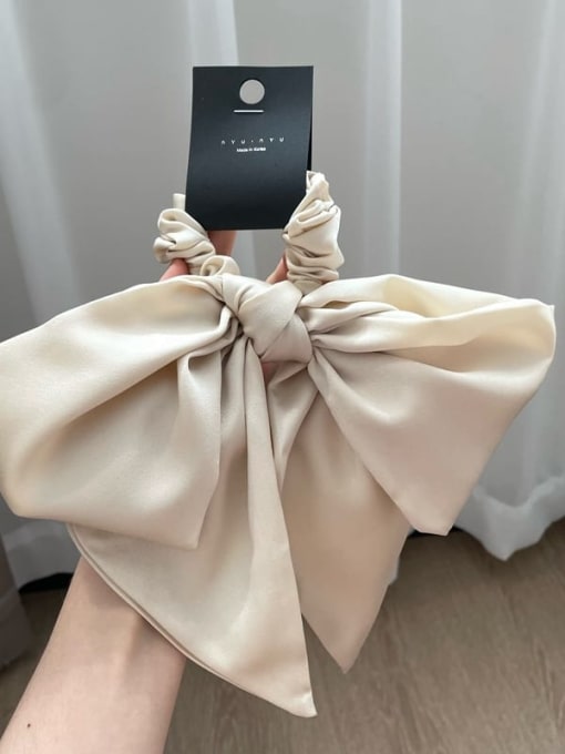 Apricot Satin Vintage Detachable large bow hair tie Hair Rope