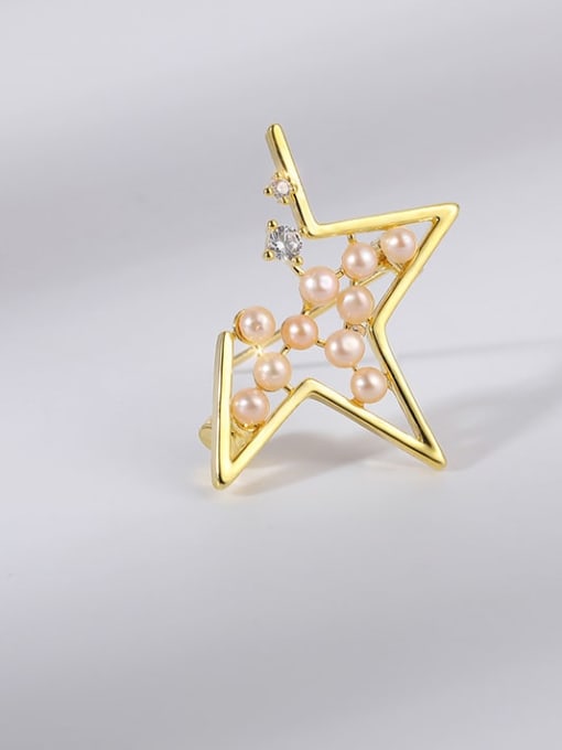 XIXI Brass Imitation Pearl Five-Pointed Star Trend Brooch 2
