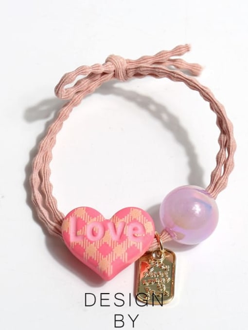 Pink Love Hair Rope Elastic rope Cute Heart Hair Rope