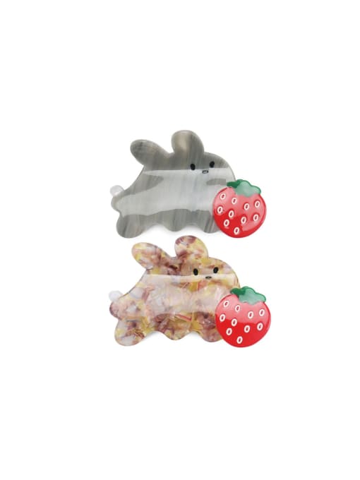 BUENA Cellulose Acetate Cute Rabbit Alloy Jaw Hair Claw 1