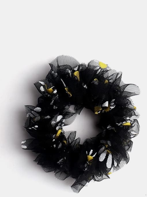 Black large intestine ring Net Yarn Small Daisies Minimalist Flower Hair Barrette