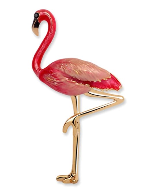 XIXI Alloy Enamel Trend Cute Animal Flamingo  Brooch 3