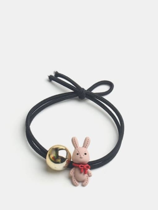 Pink rabbit golden bead Cute Brown Rabbit Golden Bead Hair Rope