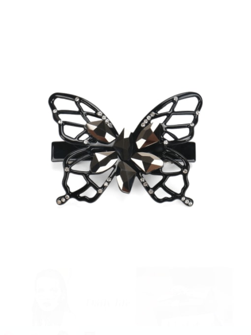 BUENA Cellulose Acetate Minimalist Hollow Butterfly Alloy Cubic Zirconia Hair Barrette 1