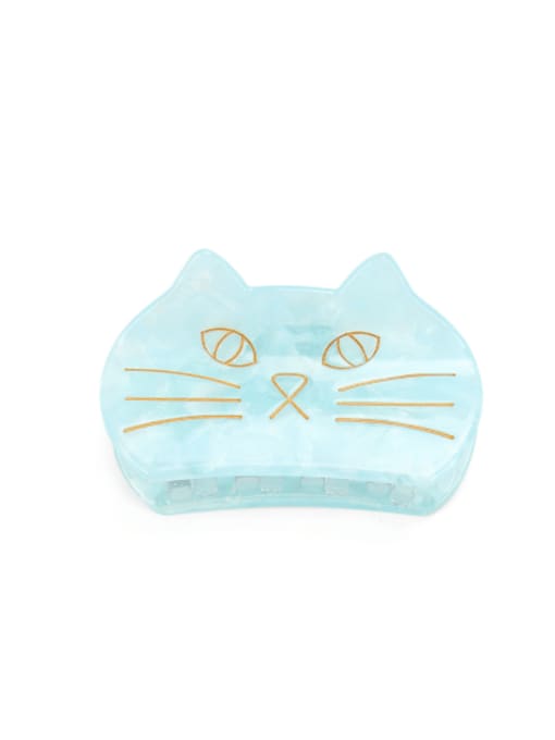 blue Cellulose Acetate Minimalist Cat Multi Color Jaw Hair Claw