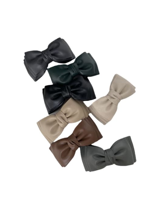 COCOS Vintage Four-layer solid color PU leather bow tie Hair Barrette/Multi-Color Optional 2