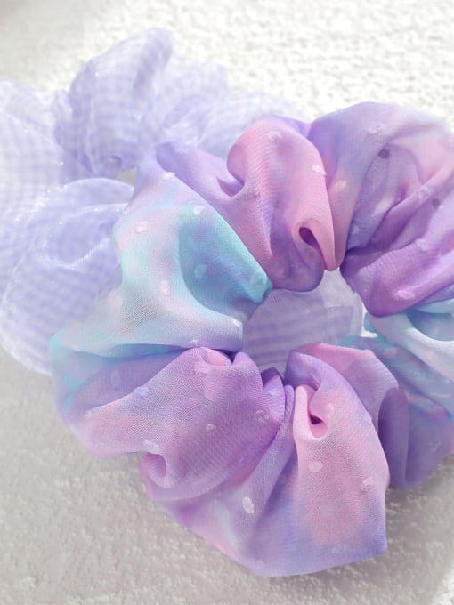 YMING Trend Yarn Super Fairy Purple Blue Tie Dye Jacquard Hair Tie Hair Barrette/Multi-Color Optional 1