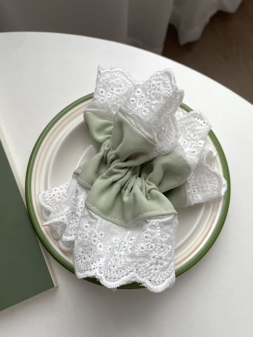 green Fabric Vintage Flower lace Hair Barrette