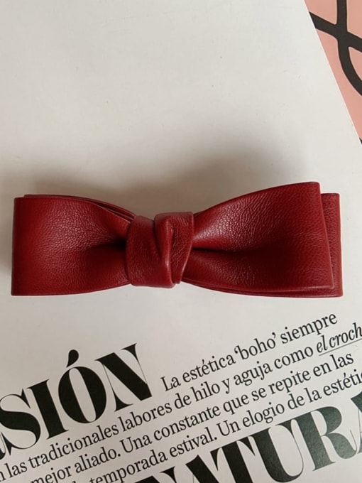Wine red Trend Artificial Leather double bow Hair Barrette/Multi-Color Optional