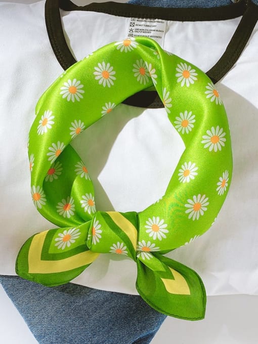 Daisy green Women Spring 100% Silk Floral 53*53cm  Square Scarf