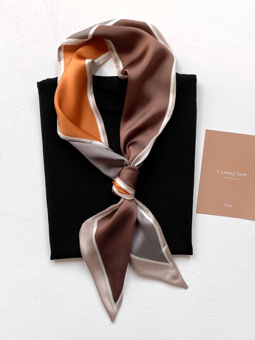 Silk Story Work Women Spring Polyester Geometric narrow strip 140*9cm Scarves 1